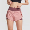 Women Elastic Waist Shorts with Liner Yoga Shorts